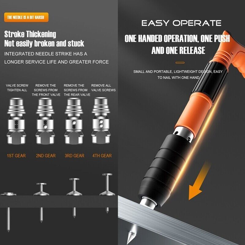 Woodworking Integrated Air Nailer Manual Steel Nail Nailer 4 Gears Power Gun NEW - Image 3