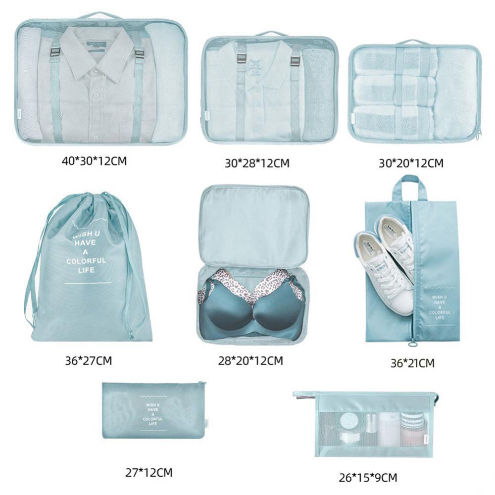 8-piece Set Luggage Divider Bag Travel Storage Clothes Underwear Shoes Organizer Packing Cube Bag - Image 9
